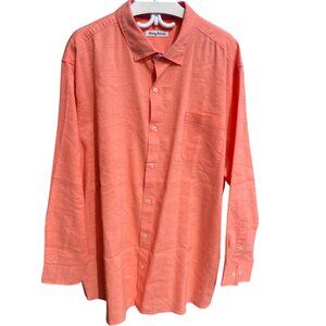 TOMMY BAHAMA Coral Linen Shirt Long Sleeve Button Down Flip Cuffs Men's XXXL